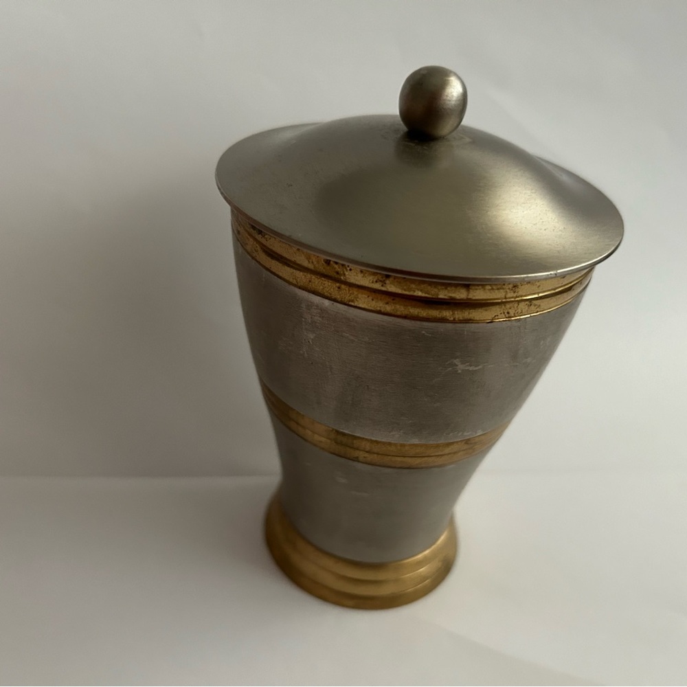 Lovely New Pen Pencil Makeup Brush Holder Silver Gold w/Cover made India Stilax